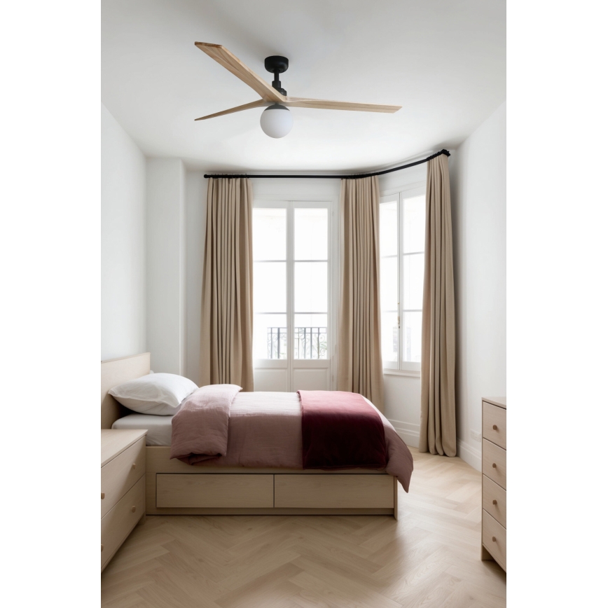 FARO 34282WT-11L - Ανεμιστήρας οροφής KLIM L 1xE27/15W/230V ξύλο/μαύρο διάμετρος 150 cm Wi-Fi Tuya + τηλεχειριστήριο