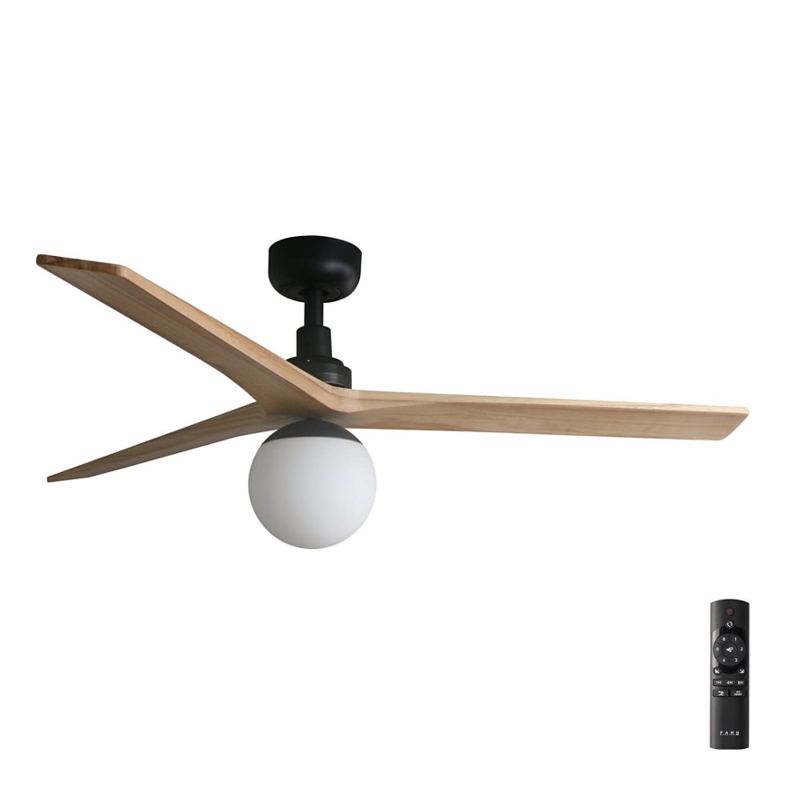 FARO 34283-11L - Ανεμιστήρας οροφής KLIM M 1xE27/15W/230V πεύκο/μαύρο διάμετρος 125 cm + τηλεχειριστήριο