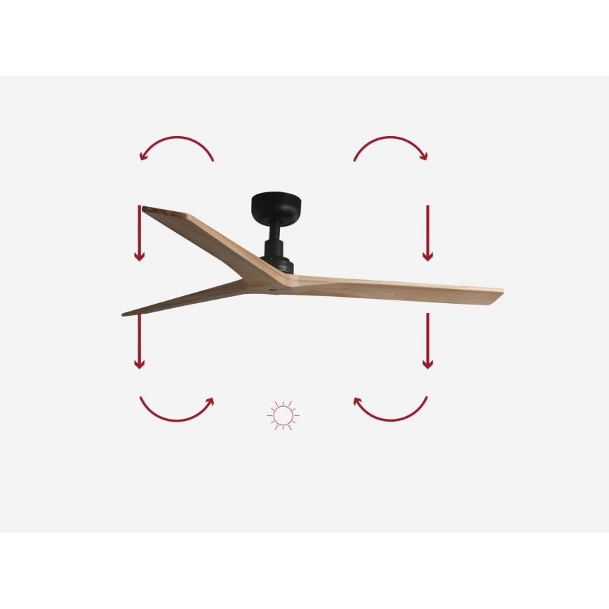 FARO 34283 - Ανεμιστήρας οροφής KLIM M πεύκο/μαύρο διάμετρος 125 cm + τηλεχειριστήριο