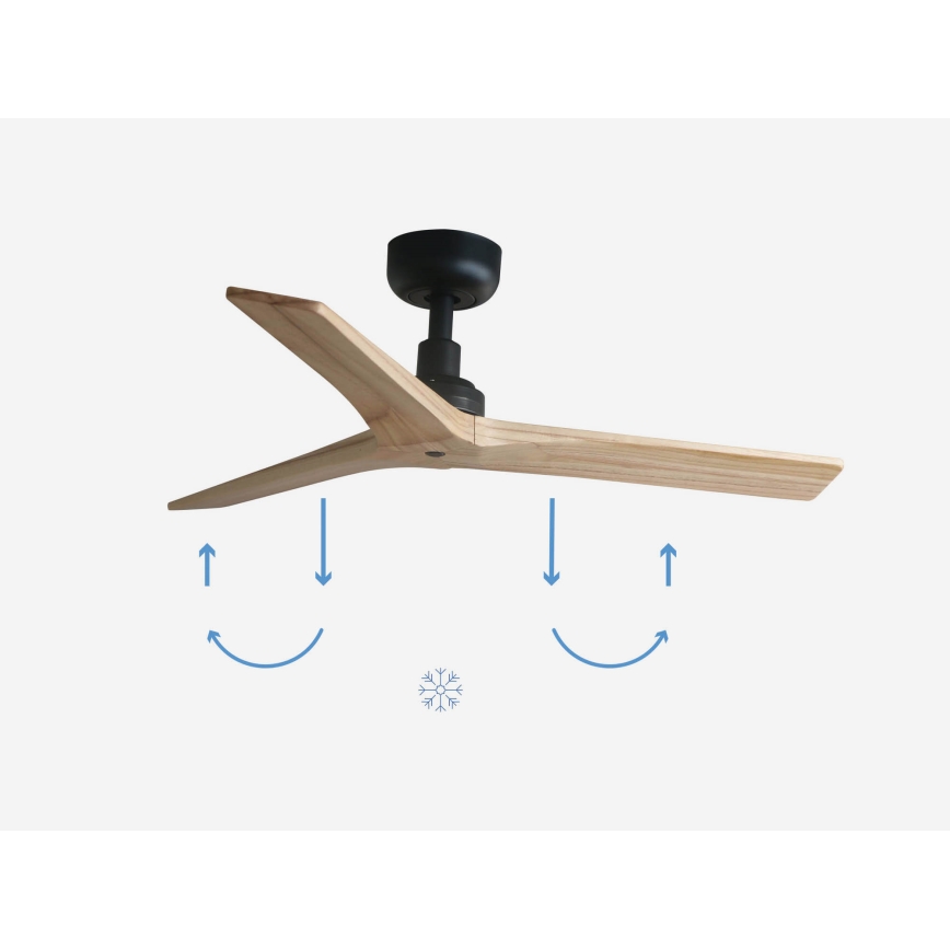 FARO 34284 - Ανεμιστήρας οροφής KLIM S πεύκο/μαύρο διάμετρος 92,5 cm + τηλεχειριστήριο