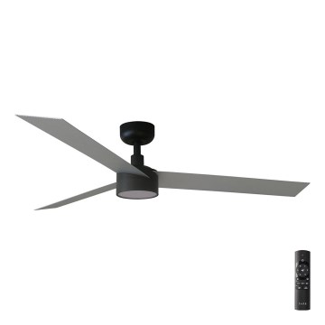 FARO 34286-1TW - Ανεμιστήρας οροφής LED CRUISER L με ρύθμιση φωτεινότητας, LED/18W/230V, 2700/3000/4000K, Ø 132 cm, μαύρο/γκρι + τηλεχειριστήριο