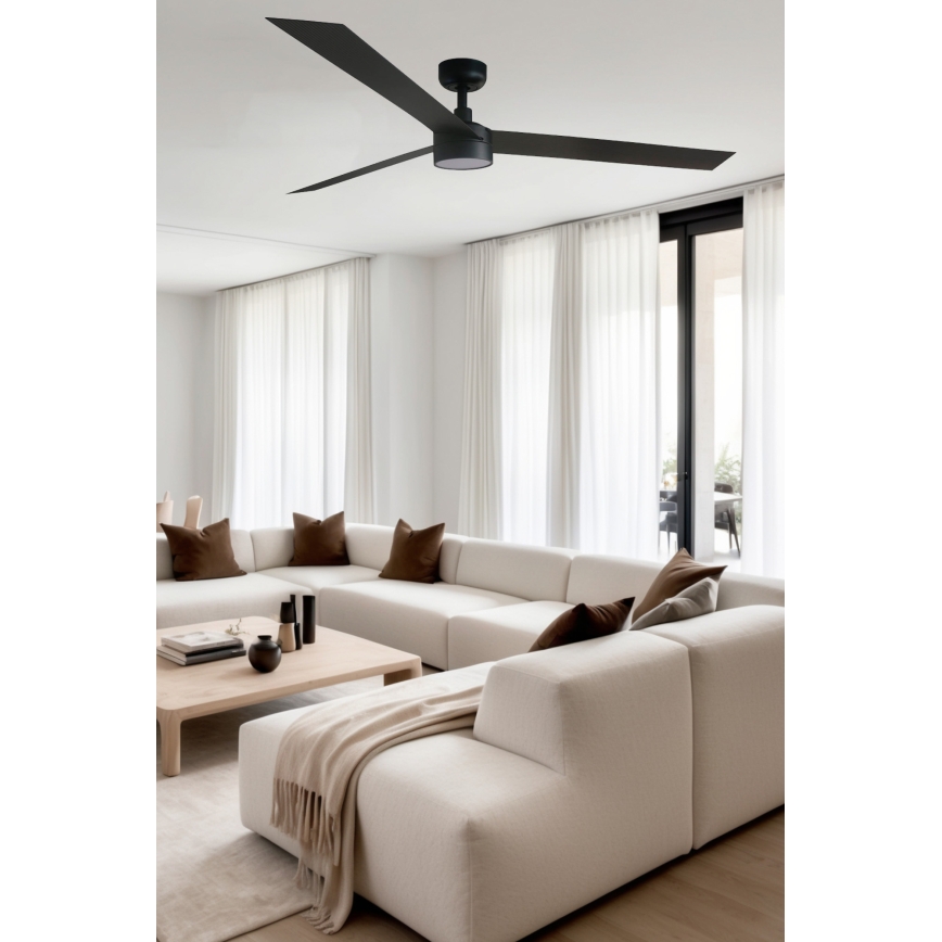 FARO 34293WT1S - Ρυθμιζόμενος ανεμιστήρας οροφής LED CRUISER XL LED/18W/230V 2700/3000/4000K διάμ. 160 cm μαύρος Wi-Fi Tuya + τηλεχειριστήριο