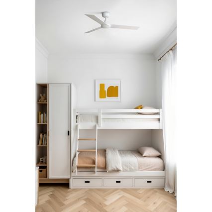 FARO 34295WT - Ανεμιστήρας οροφής RUDDER S λευκό/μπεζ διάμετρος 106 cm Wi-Fi Tuya + τηλεχειριστήριο