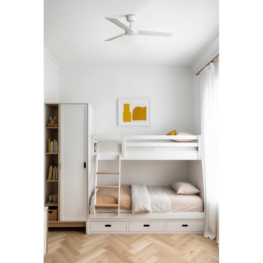 FARO 34295WT - Ανεμιστήρας οροφής RUDDER S λευκό/μπεζ διάμετρος 106 cm Wi-Fi Tuya + τηλεχειριστήριο