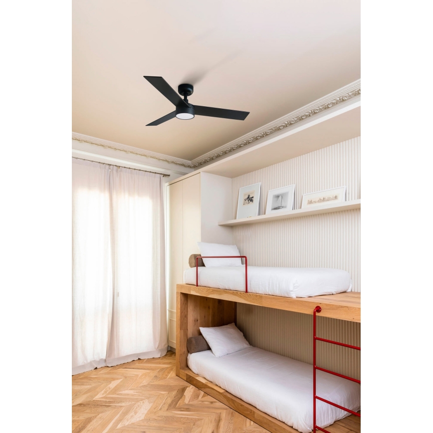 FARO 34296-1TW - Ρυθμιζόμενος LED οροφής ανεμιστήρας RUDDER S LED/18W/230V 2700/4000/6500K διάμ. 106 εκ. μαύρος + τηλεχειριστήριο