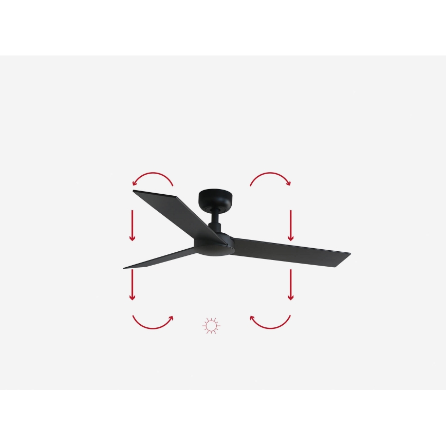 FARO 34296WP - Ανεμιστήρας οροφής RUDDER S μαύρο διάμετρος 106 cm SMART + τηλεχειριστήριο