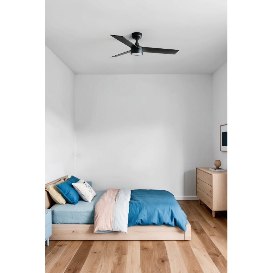 FARO 34296WT-1TW - Ανεμιστήρας οροφής LED Dimmable RUDDER S LED/18W/230V 2700/4350/6000K μαύρο/καφέ διάμετρος 106 cm Wi-Fi Tuya + τηλεχειριστήριο