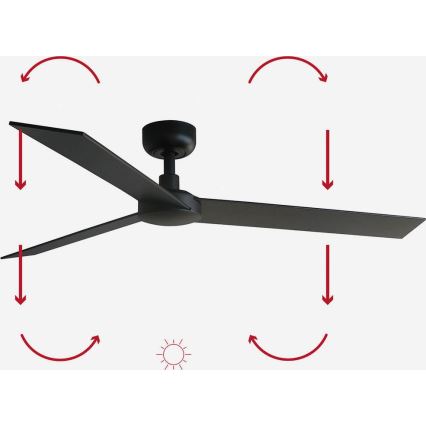 FARO 34298WP - Ανεμιστήρας οροφής RUDDER L μαύρο διάμετρος 132 cm SMART + τηλεχειριστήριο