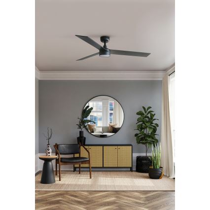 FARO 34298WT1S - Ανεμιστήρας οροφής LED με ρύθμιση φωτεινότητας RUDDER L LED/18W/230V 2700/3000/4000K Ø 132 cm Καφέ/Μαύρο Wi‑Fi Tuya + τηλεχειριστήριο