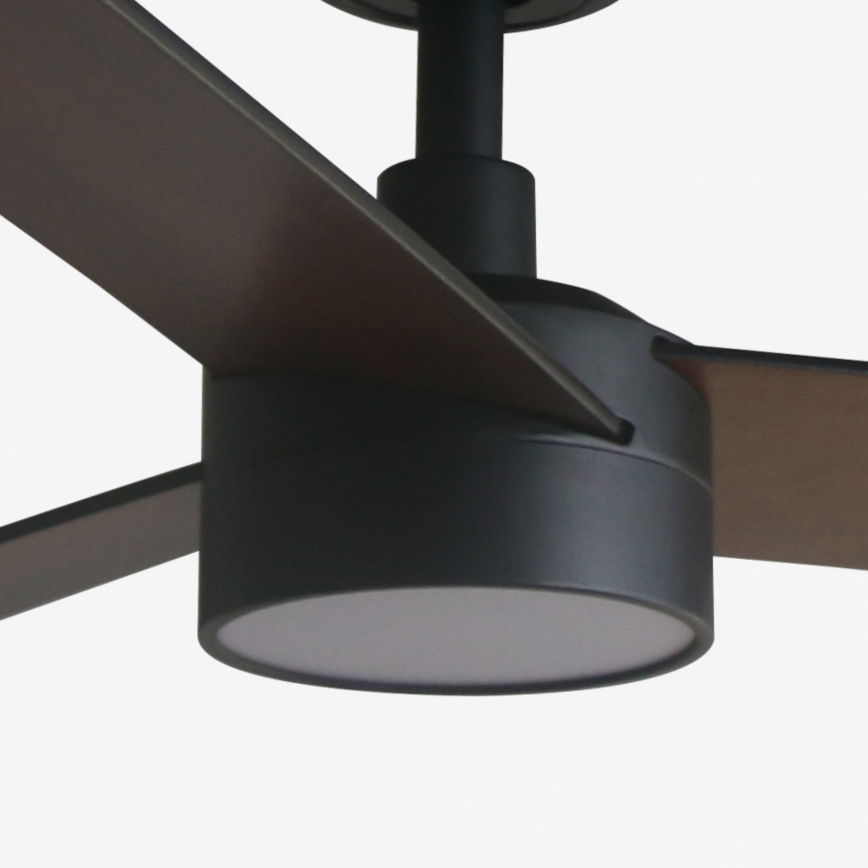 FARO 34298WT1S - Ανεμιστήρας οροφής LED με ρύθμιση φωτεινότητας RUDDER L LED/18W/230V 2700/3000/4000K Ø 132 cm Καφέ/Μαύρο Wi‑Fi Tuya + τηλεχειριστήριο