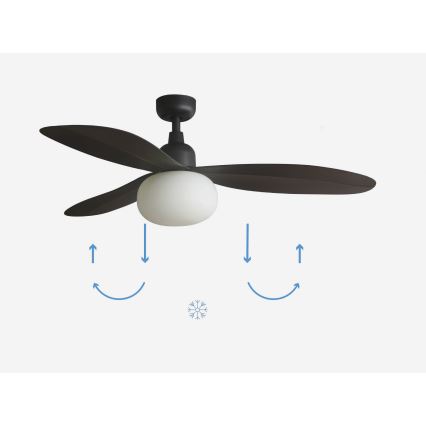 FARO 34301-11L - Ανεμιστήρας οροφής PALMA 1xE27/15W/230V καφέ διάμετρος 129 cm IP44 + τηλεχειριστήριο