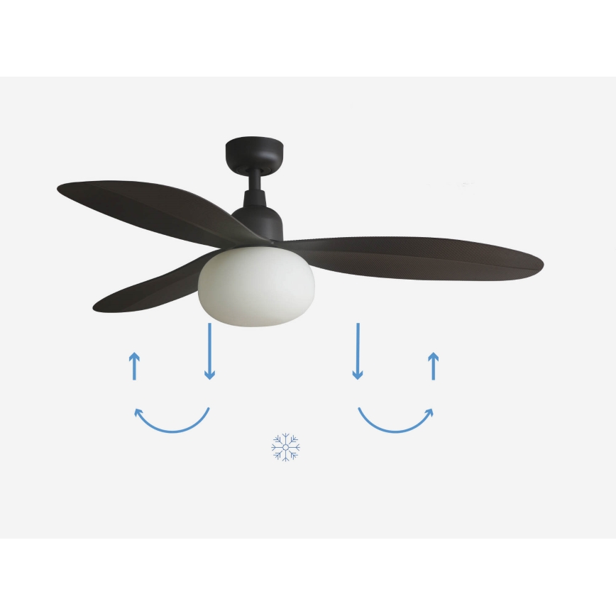 FARO 34301-11L - Ανεμιστήρας οροφής PALMA 1xE27/15W/230V καφέ διάμετρος 129 cm IP44 + τηλεχειριστήριο