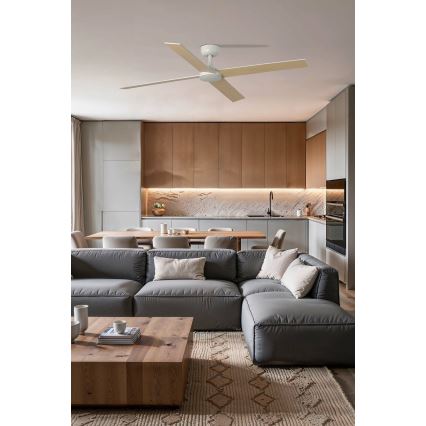 FARO 34355 - Ανεμιστήρας οροφής RUDDER L μπεζ/λευκό διάμετρος 132 cm + τηλεχειριστήριο