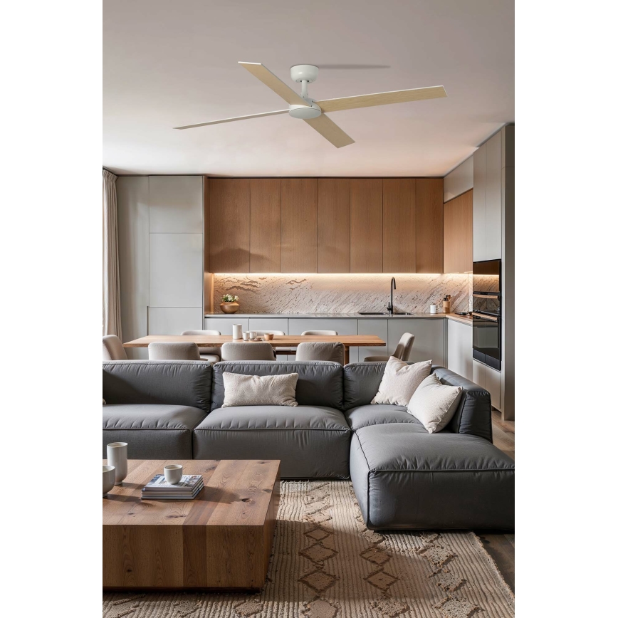 FARO 34355 - Ανεμιστήρας οροφής RUDDER L μπεζ/λευκό διάμετρος 132 cm + τηλεχειριστήριο