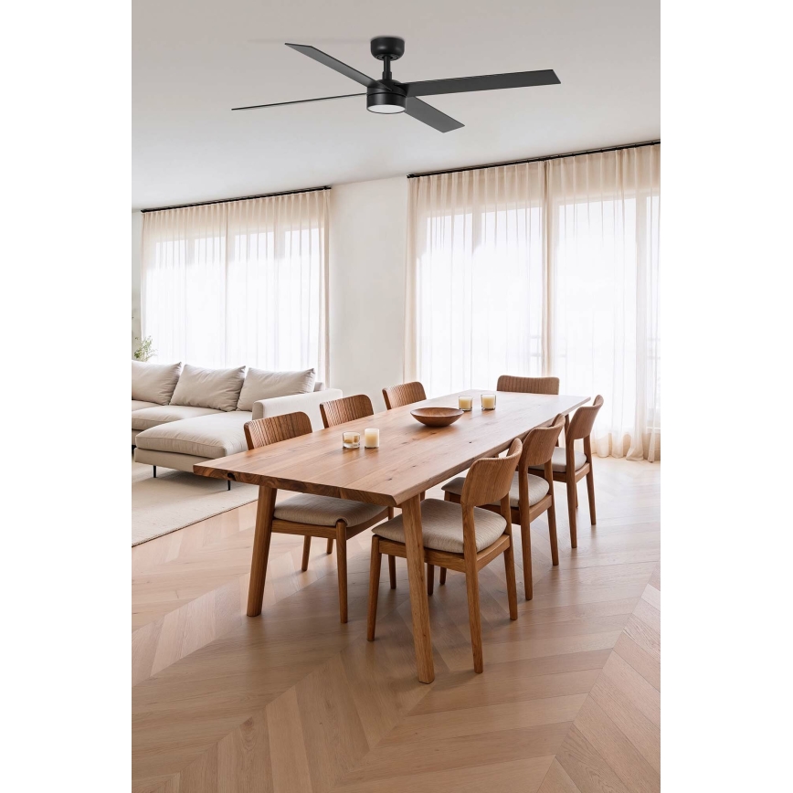 FARO 34356-1TW - Ανεμιστήρας οροφής LED Dimmable RUDDER L LED/20W/230V μαύρο/καφέ διάμετρος 132 cm + τηλεχειριστήριο