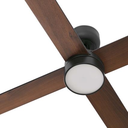 FARO 34356-1TW - Ανεμιστήρας οροφής LED Dimmable RUDDER L LED/20W/230V μαύρο/καφέ διάμετρος 132 cm + τηλεχειριστήριο