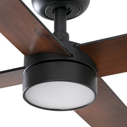 FARO 34356-1TW - Ανεμιστήρας οροφής LED Dimmable RUDDER L LED/20W/230V μαύρο/καφέ διάμετρος 132 cm + τηλεχειριστήριο