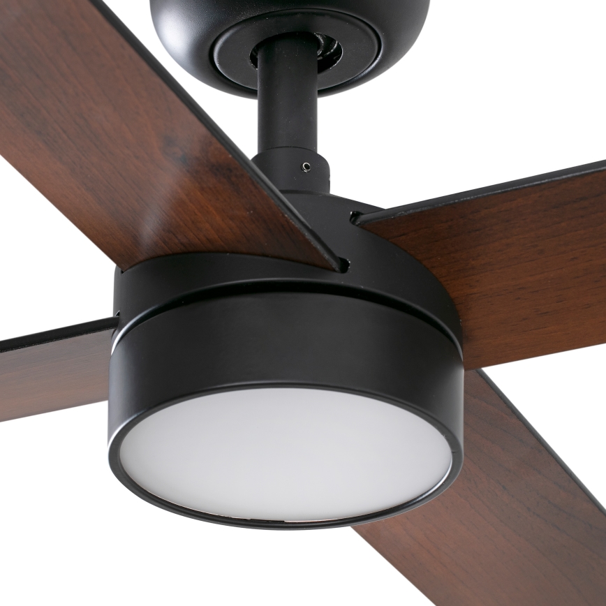 FARO 34356-1TW - Ανεμιστήρας οροφής LED Dimmable RUDDER L LED/20W/230V μαύρο/καφέ διάμετρος 132 cm + τηλεχειριστήριο