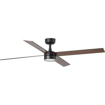 FARO 34356WT-1TW - Ανεμιστήρας οροφής LED Dimmable RUDDER L LED/18W/230V 2700/4350/6000K καφέ/μαύρο διάμετρος 132 cm Wi-Fi Tuya + τηλεχειριστήριο