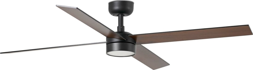 FARO 34356WT-1TW - Ανεμιστήρας οροφής LED Dimmable RUDDER L LED/18W/230V 2700/4350/6000K καφέ/μαύρο διάμετρος 132 cm Wi-Fi Tuya + τηλεχειριστήριο