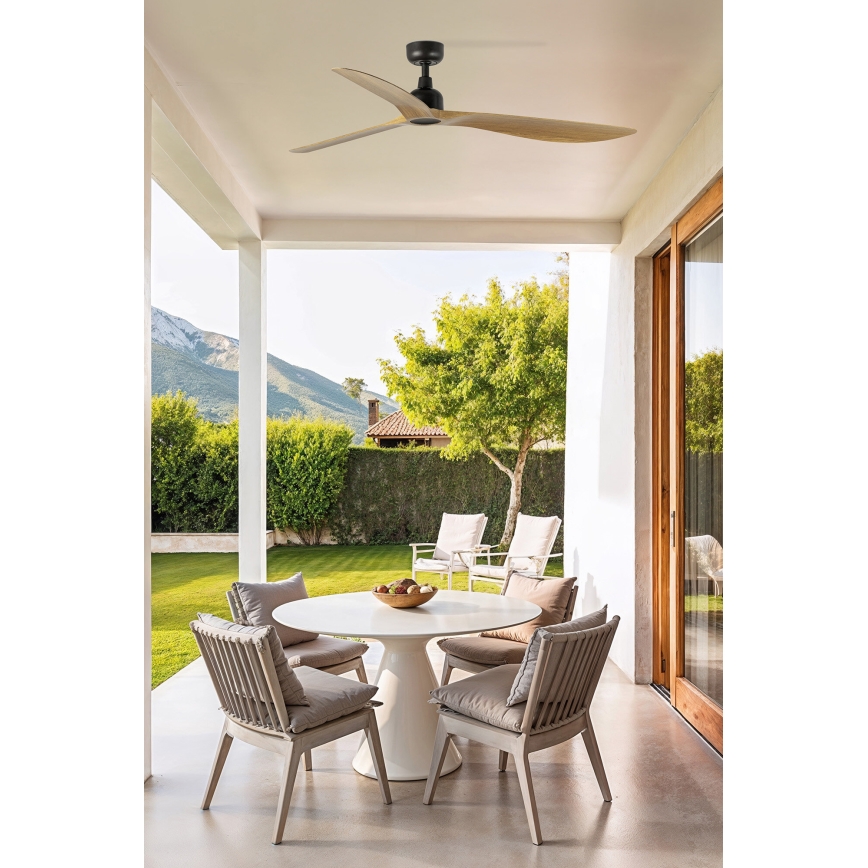 FARO 34360 - Ανεμιστήρας οροφής OUTWOOD L καφέ/μαύρο διάμετρος 150 cm IP44 + τηλεχειριστήριο