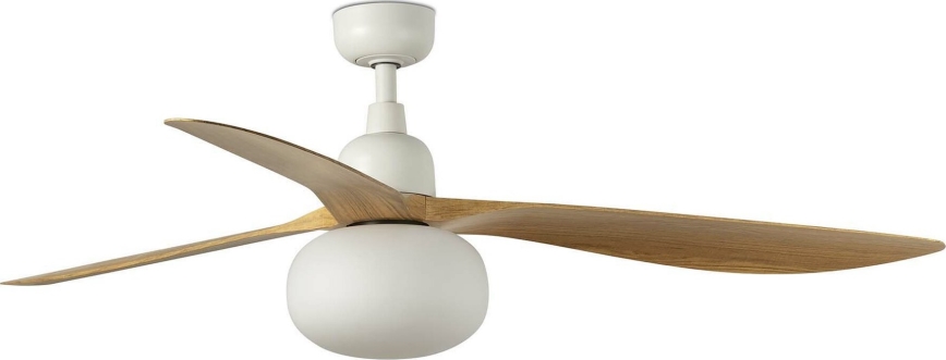 FARO 34361WT-11L - Ανεμιστήρας οροφής OUTWOOD L 1xE27/15W/230V καφέ/λευκό διάμετρος 150 cm Wi-Fi Tuya IP44 + τηλεχειριστήριο