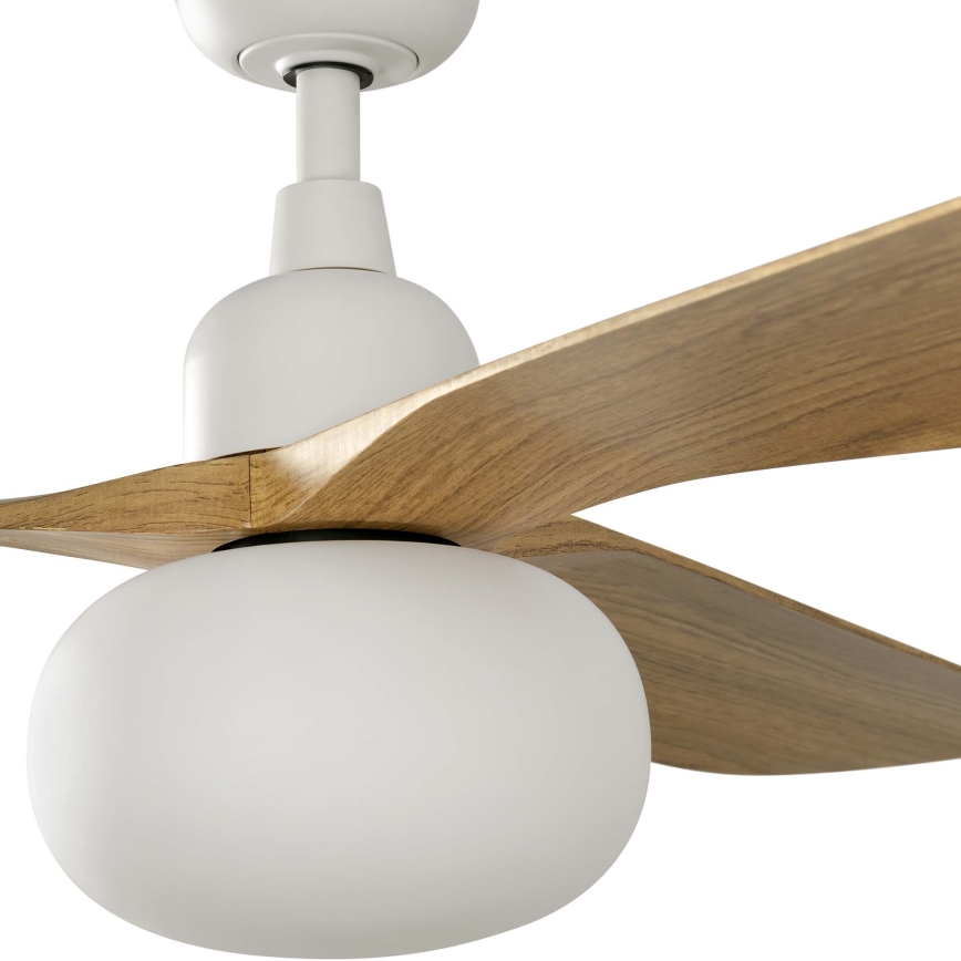 FARO 34361WT-11L - Ανεμιστήρας οροφής OUTWOOD L 1xE27/15W/230V καφέ/λευκό διάμετρος 150 cm Wi-Fi Tuya IP44 + τηλεχειριστήριο