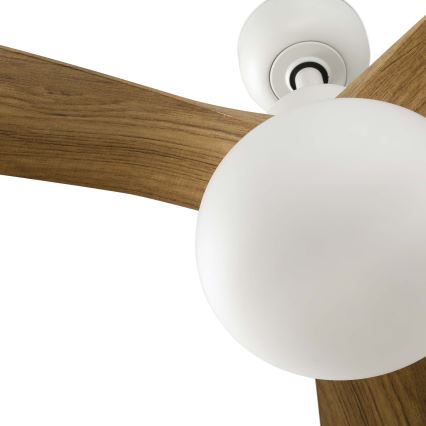 FARO 34361WT-11L - Ανεμιστήρας οροφής OUTWOOD L 1xE27/15W/230V καφέ/λευκό διάμετρος 150 cm Wi-Fi Tuya IP44 + τηλεχειριστήριο