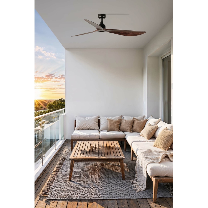 FARO 34362 - Ανεμιστήρας οροφής OUTWOOD L καφέ/μαύρο διάμετρος 150 cm IP44 + τηλεχειριστήριο