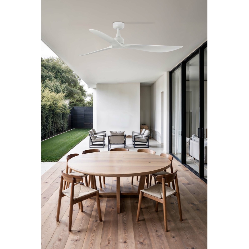 FARO 34363WT - Ανεμιστήρας οροφής OUTWOOD L λευκό διάμετρος 150 cm Wi-Fi Tuya IP44 + τηλεχειριστήριο