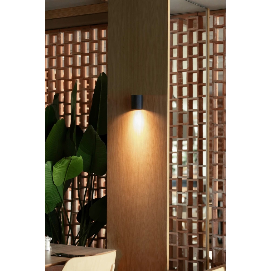 FARO 40523 - Φωτιστικό τοίχου SOLE 1xGU10/8W/230V μαύρο στρογγυλό