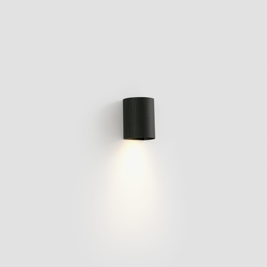 FARO 40527 - Φωτιστικό τοίχου SOLE 1xGU10/8W/230V μαύρο αυλακωτό στρογγυλό