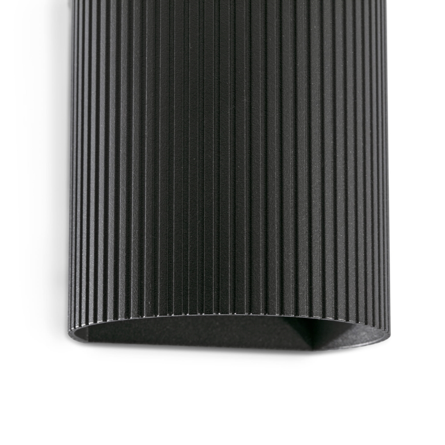 FARO 40527 - Φωτιστικό τοίχου SOLE 1xGU10/8W/230V μαύρο αυλακωτό στρογγυλό