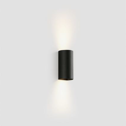 FARO 40539 - Φωτιστικό τοίχου SOLE 2xGU10/8W/230V μαύρο στρογγυλό