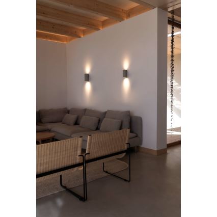 FARO 40540 - Φωτιστικό τοίχου SOLE 2xGU10/8W/230V γκρι στρογγυλό