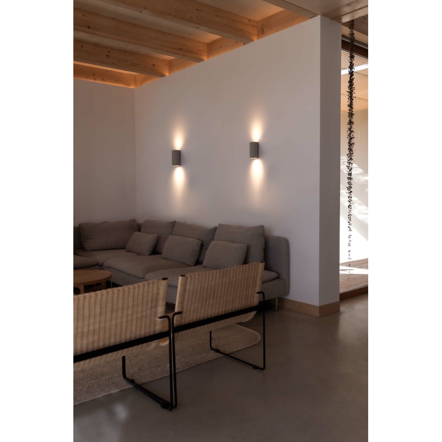 FARO 40540 - Φωτιστικό τοίχου SOLE 2xGU10/8W/230V γκρι στρογγυλό