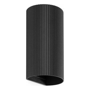 FARO 40543 - Φωτιστικό τοίχου SOLE 2xGU10/8W/230V μαύρο αυλακωτό στρογγυλό