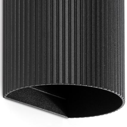 FARO 40543 - Φωτιστικό τοίχου SOLE 2xGU10/8W/230V μαύρο αυλακωτό στρογγυλό