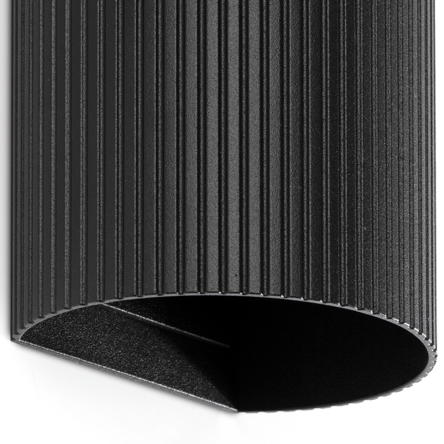 FARO 40543 - Φωτιστικό τοίχου SOLE 2xGU10/8W/230V μαύρο αυλακωτό στρογγυλό