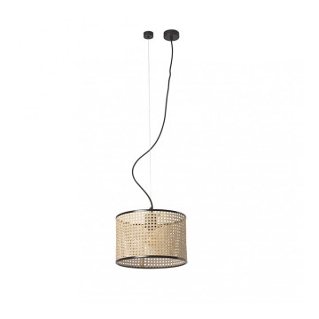 FARO 64314-48 - Κρεμαστό φωτιστικό οροφής MAMBO 1xE27/15W/230V rattan/μαύρο