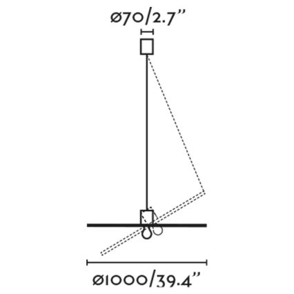 FARO 68590-70 - Κρεμαστό φωτιστικό οροφής μονόφωτο COSTAS 1xE27/15W/230V d. 100 cm μαύρο/rattan