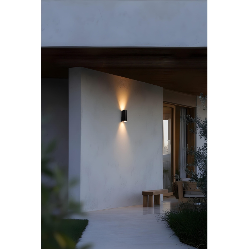 FARO 70327 - Επιτοίχιο φωτιστικό εξωτερικού χώρου ESTELA 2xGU10/5W/230V IP65 μαύρο