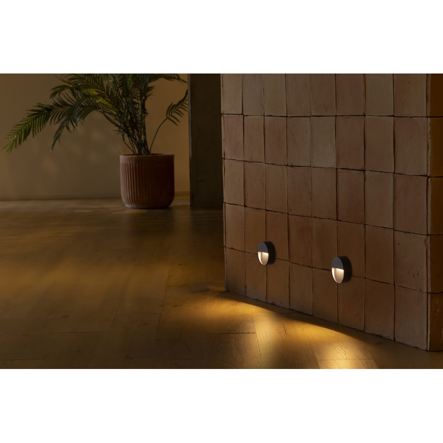 FARO 71960 - Στρογγυλό φωτιστικό σκάλας DUNE LED/3W/230V 2200/2700/3200/4000K IP65 ανθρακί