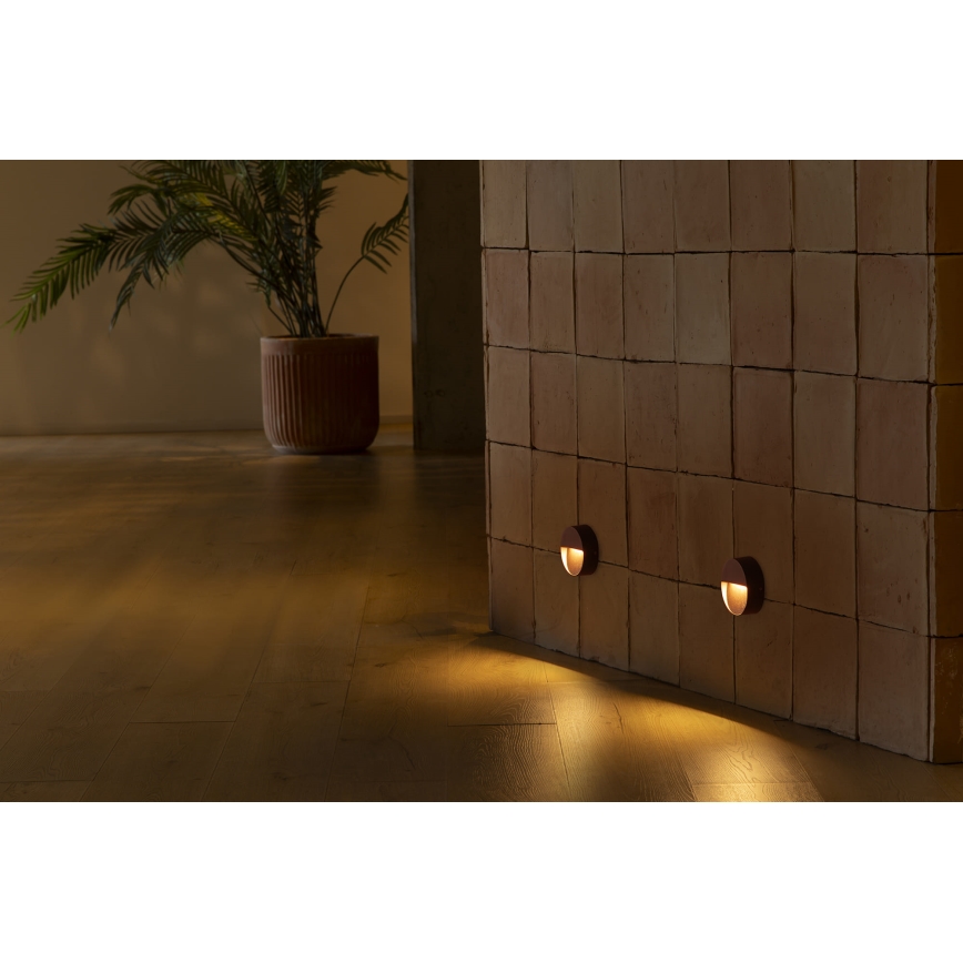 FARO 71962 - LED φωτιστικό σκάλας DUNE LED/3W/230V 2200/2700/3200/4000K IP65 καφέ στρογγυλό