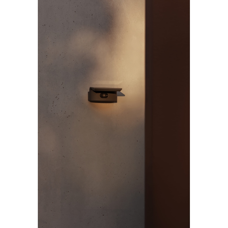 FARO 74456 - Ηλιακό επιτοίχιο φωτιστικό LED με αισθητήρα LUMA LED/5W/3,7/230V IP65 ανθρακί