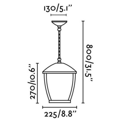 FARO 75002 - Πολύφωτο εξωτερικού χώρου σε αλυσίδα WILMA 1xE27/100W/230V IP44