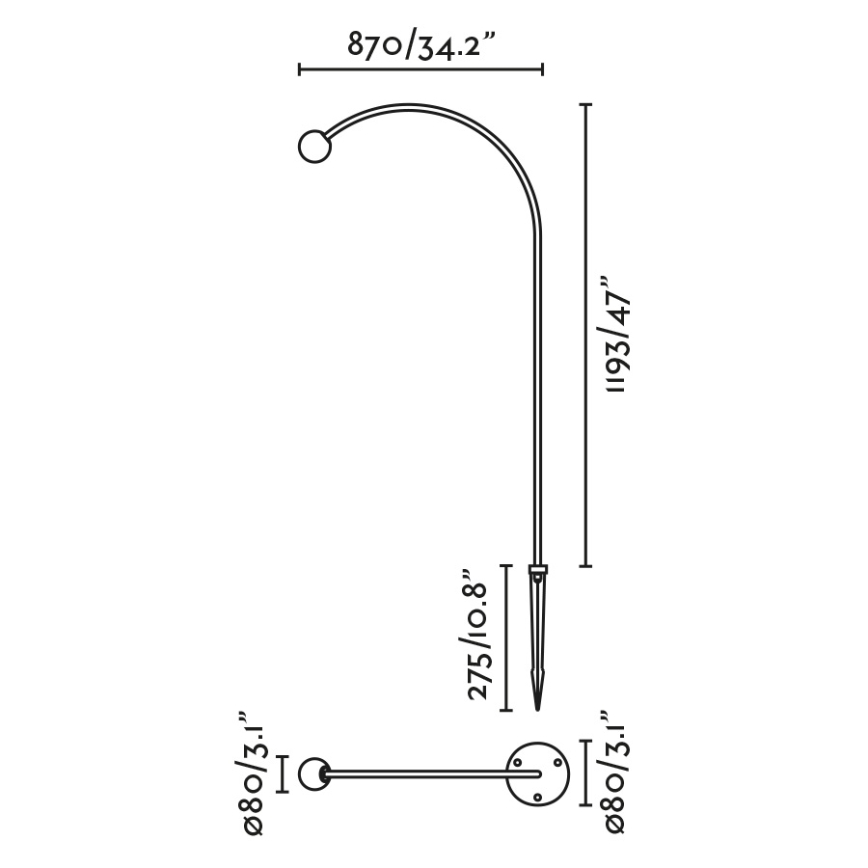 FARO 75562 - Φωτιστικό LED εξωτερικού χώρου CUCA LED/3W/24V 119,3 cm IP65 ανθρακί
