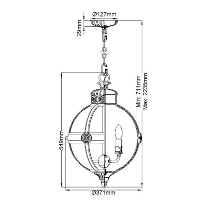 Feiss - Κρεμαστό φωτιστικό οροφής ADAMS 3xE14/60W/230V μπρονζέ