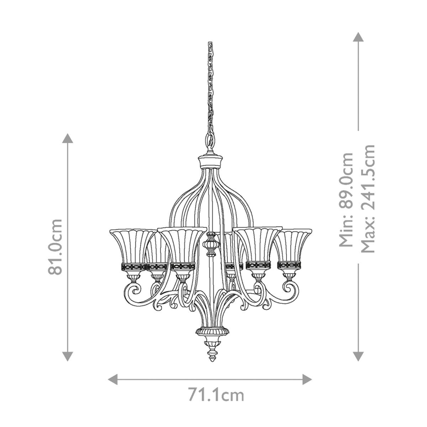Feiss - Κρεμαστό φωτιστικό οροφής DRAWING ROOM 6xE27/60W/230V