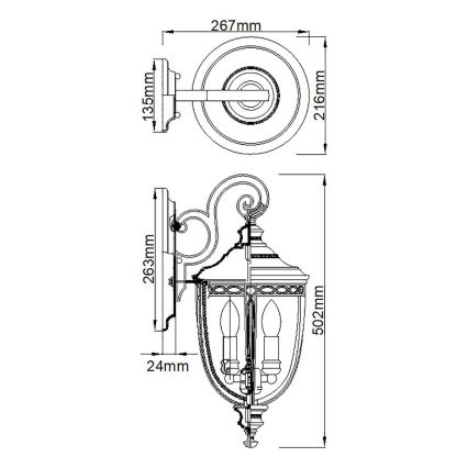 Feiss - Επιτοίχιο φωτιστικό εξωτερικού χώρου ENGLISH BRIDLE 3xE14/60W/230V IP44